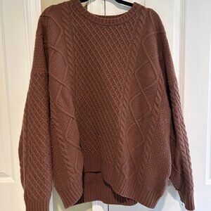 Aritzia Brown Cable Knit Sweater